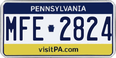 PA license plate MFE2824