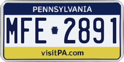 PA license plate MFE2891