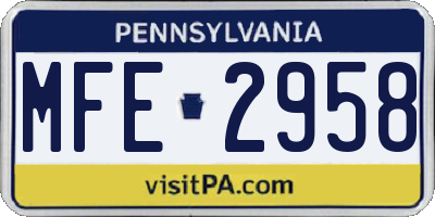 PA license plate MFE2958