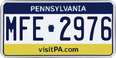 PA license plate MFE2976