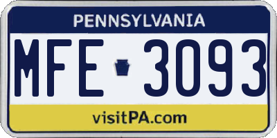 PA license plate MFE3093
