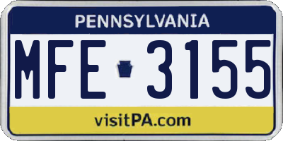 PA license plate MFE3155