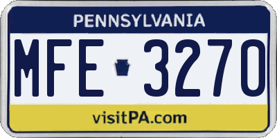 PA license plate MFE3270
