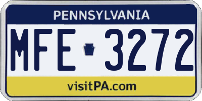 PA license plate MFE3272