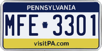 PA license plate MFE3301