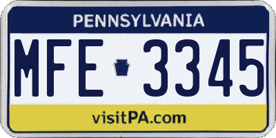 PA license plate MFE3345