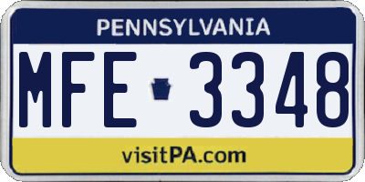 PA license plate MFE3348