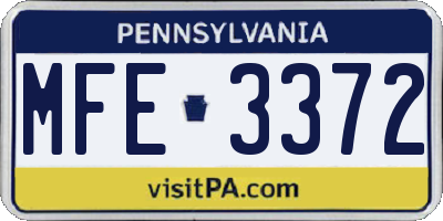 PA license plate MFE3372