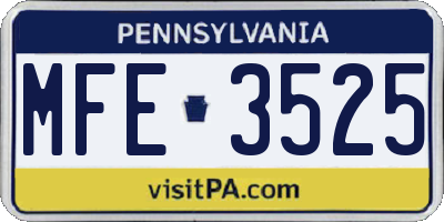 PA license plate MFE3525