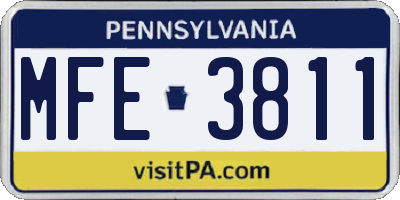 PA license plate MFE3811