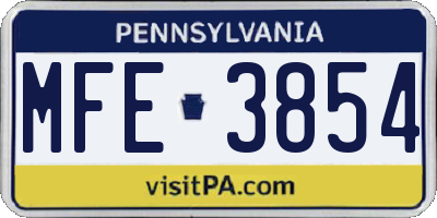 PA license plate MFE3854