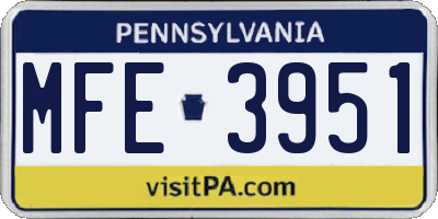 PA license plate MFE3951