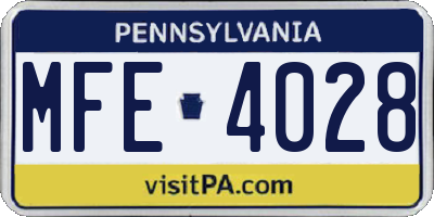 PA license plate MFE4028