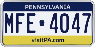 PA license plate MFE4047