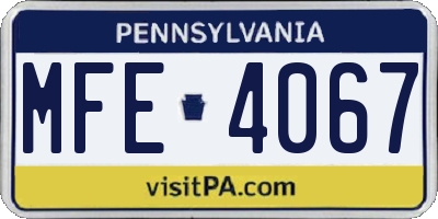 PA license plate MFE4067