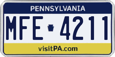 PA license plate MFE4211