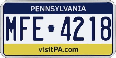 PA license plate MFE4218
