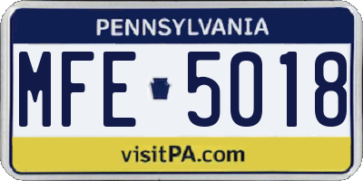 PA license plate MFE5018