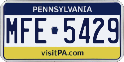 PA license plate MFE5429