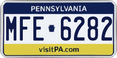 PA license plate MFE6282