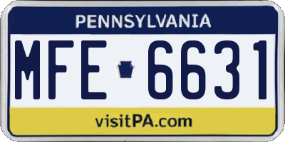 PA license plate MFE6631