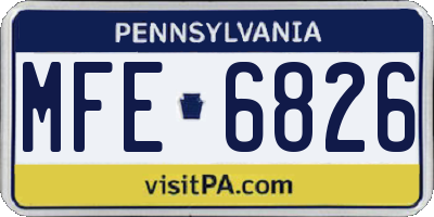 PA license plate MFE6826