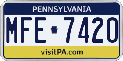 PA license plate MFE7420