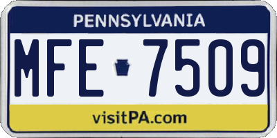 PA license plate MFE7509