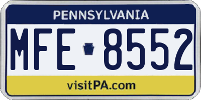 PA license plate MFE8552