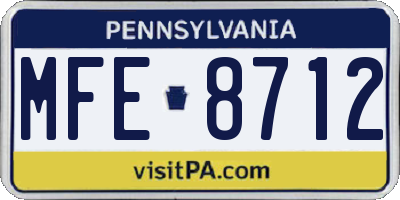 PA license plate MFE8712