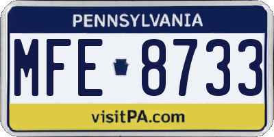 PA license plate MFE8733