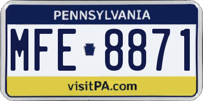 PA license plate MFE8871
