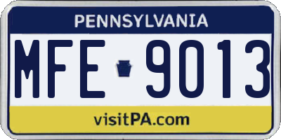 PA license plate MFE9013