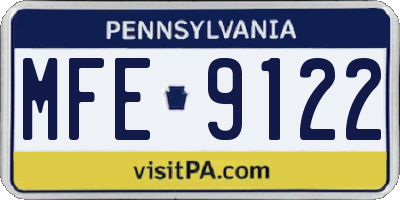 PA license plate MFE9122