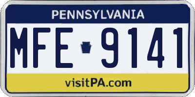 PA license plate MFE9141