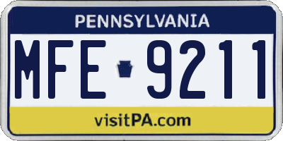 PA license plate MFE9211