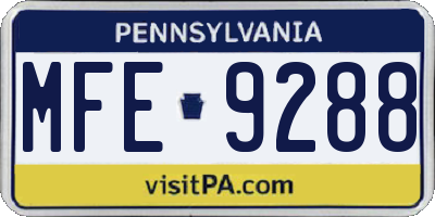 PA license plate MFE9288