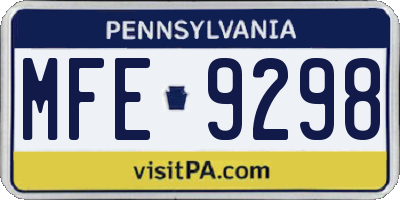 PA license plate MFE9298