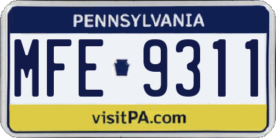PA license plate MFE9311