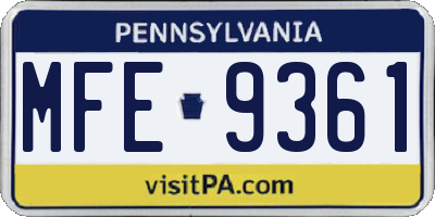 PA license plate MFE9361