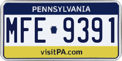 PA license plate MFE9391