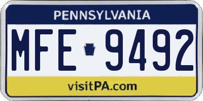 PA license plate MFE9492