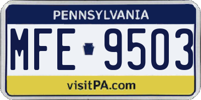 PA license plate MFE9503