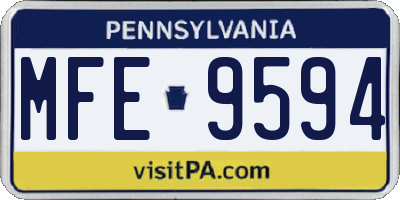 PA license plate MFE9594
