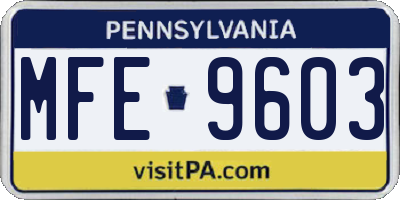 PA license plate MFE9603