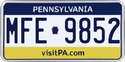 PA license plate MFE9852