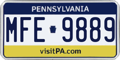 PA license plate MFE9889