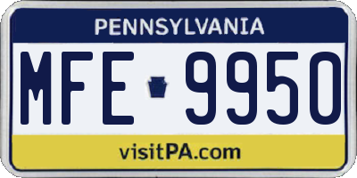 PA license plate MFE9950