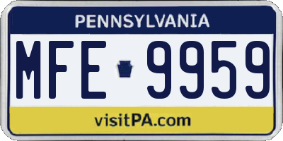 PA license plate MFE9959