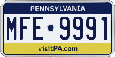 PA license plate MFE9991